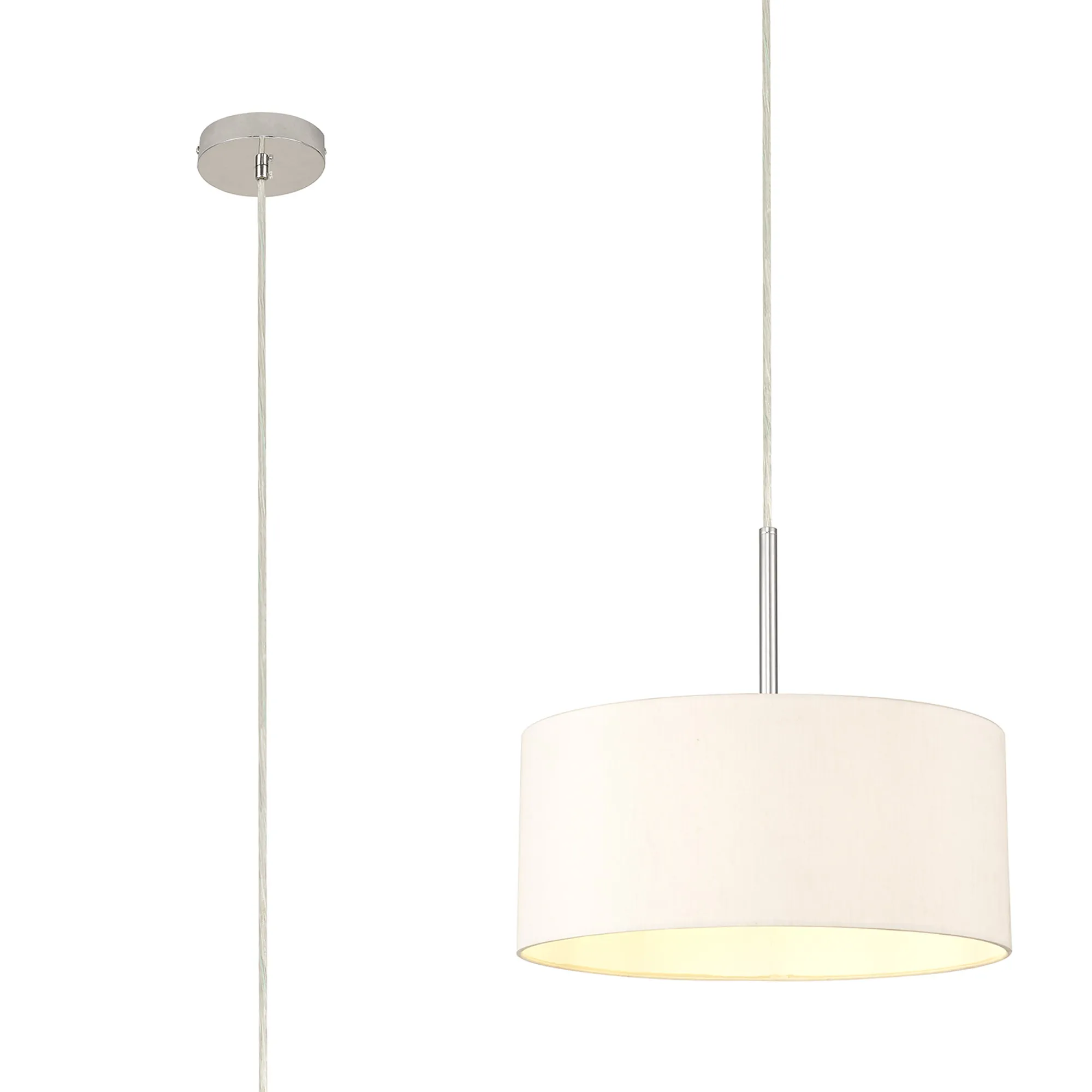 DK0128  Baymont 40cm Pendant 1 Light Polished Chrome; Nude Beige/Moonlight